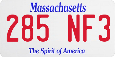 MA license plate 285NF3