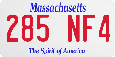 MA license plate 285NF4
