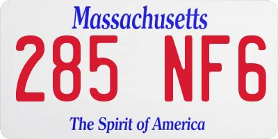 MA license plate 285NF6