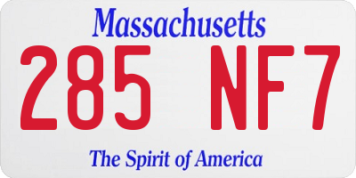 MA license plate 285NF7