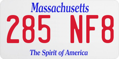 MA license plate 285NF8