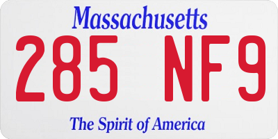 MA license plate 285NF9