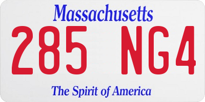 MA license plate 285NG4