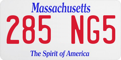 MA license plate 285NG5