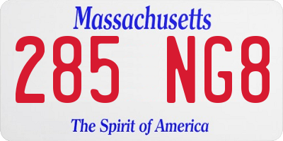 MA license plate 285NG8