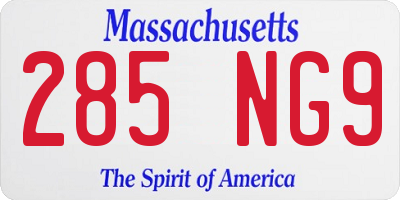 MA license plate 285NG9