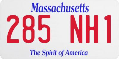 MA license plate 285NH1