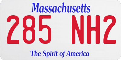MA license plate 285NH2