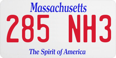 MA license plate 285NH3