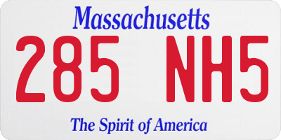 MA license plate 285NH5