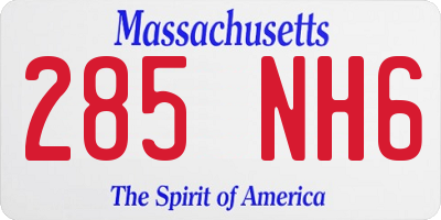 MA license plate 285NH6