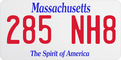 MA license plate 285NH8