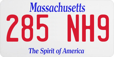 MA license plate 285NH9