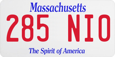 MA license plate 285NI0