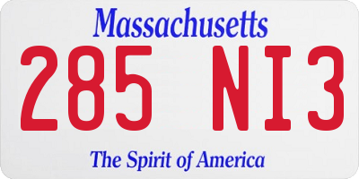 MA license plate 285NI3