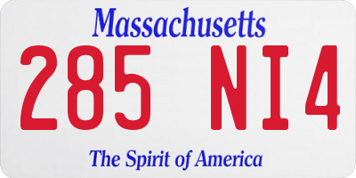 MA license plate 285NI4
