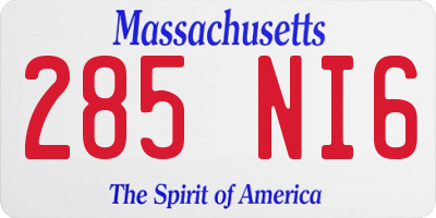 MA license plate 285NI6