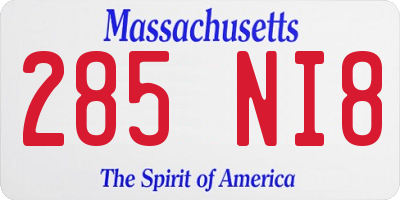 MA license plate 285NI8