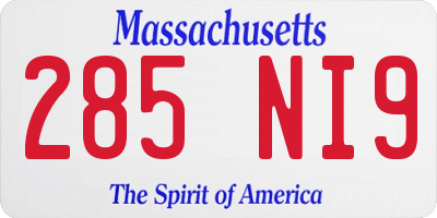 MA license plate 285NI9