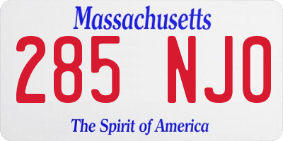 MA license plate 285NJ0