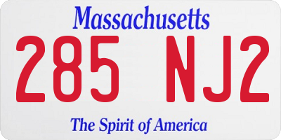MA license plate 285NJ2