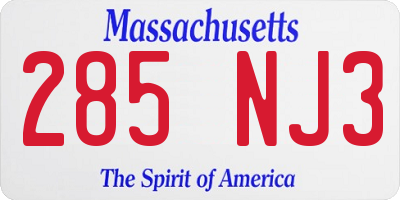 MA license plate 285NJ3