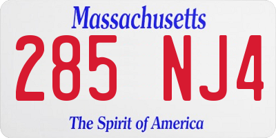 MA license plate 285NJ4