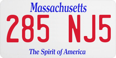MA license plate 285NJ5