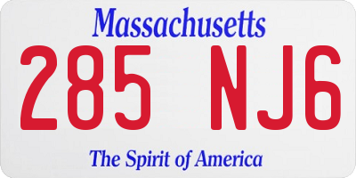 MA license plate 285NJ6