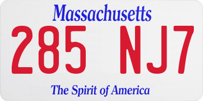 MA license plate 285NJ7