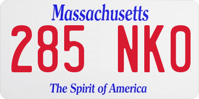 MA license plate 285NK0