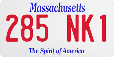 MA license plate 285NK1
