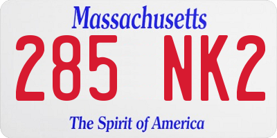 MA license plate 285NK2