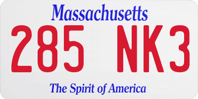 MA license plate 285NK3