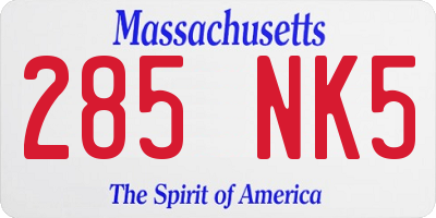 MA license plate 285NK5