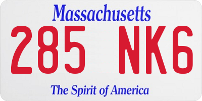 MA license plate 285NK6