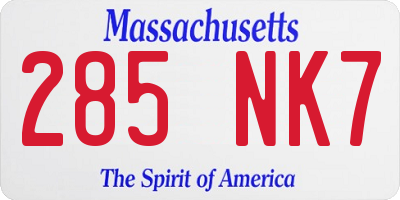 MA license plate 285NK7