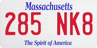 MA license plate 285NK8