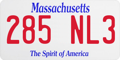 MA license plate 285NL3