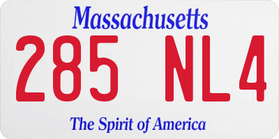 MA license plate 285NL4