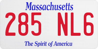 MA license plate 285NL6