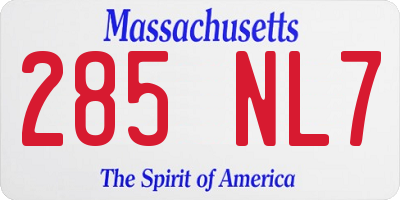 MA license plate 285NL7