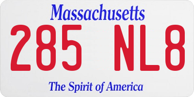 MA license plate 285NL8