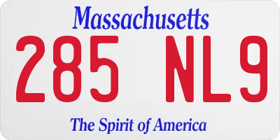 MA license plate 285NL9