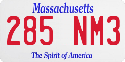 MA license plate 285NM3