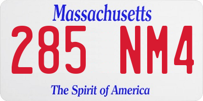 MA license plate 285NM4