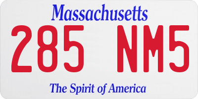 MA license plate 285NM5