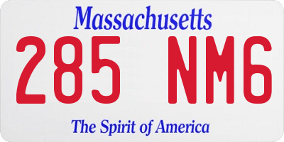 MA license plate 285NM6