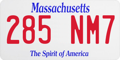 MA license plate 285NM7