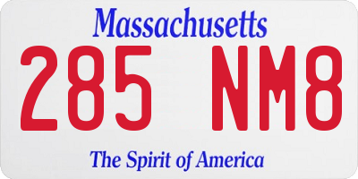MA license plate 285NM8